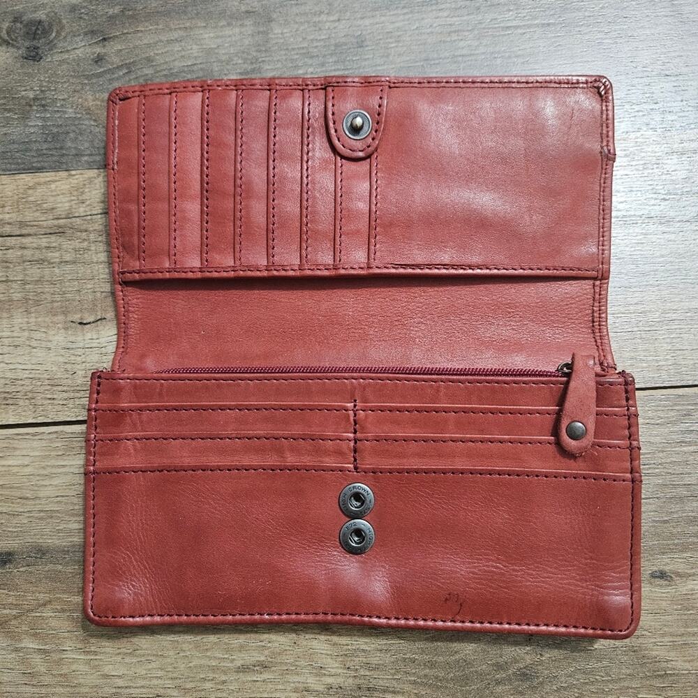 Harbour 2nd Billfold Red Leather Wallet Credit Card Slots Snap Closure - Picture 3 of 15